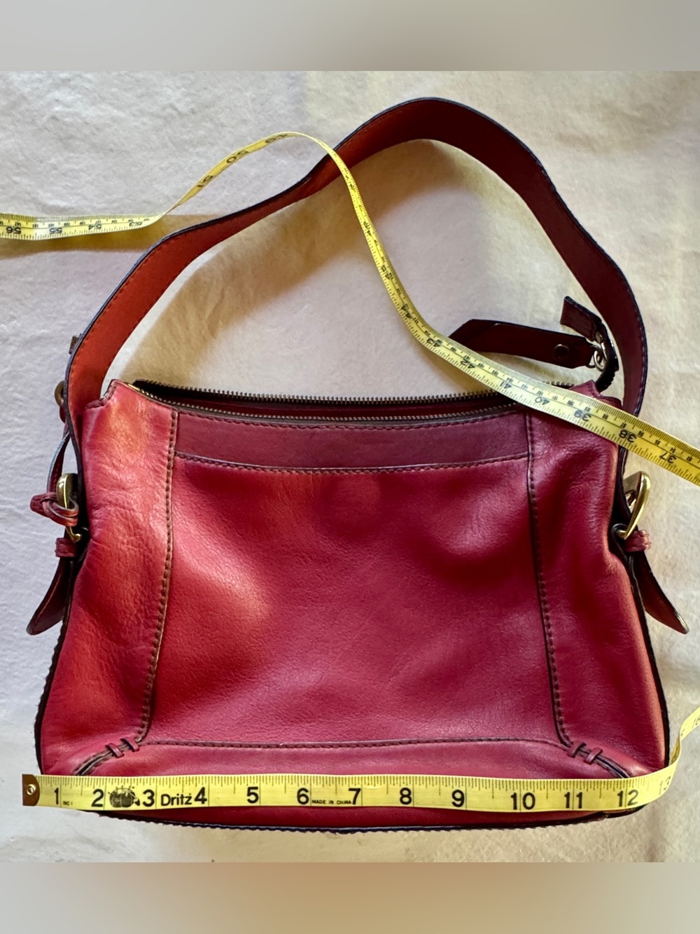 FOSSIL Red Hobo Genuine Leather Shoulder Bag or Handheld Adjustable Strap w/Key - Picture 11 of 17